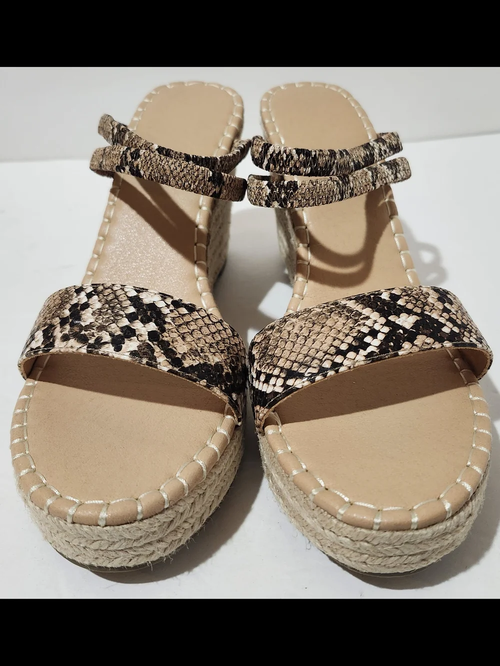 Vetaste Snake Skin Print Espadrille Ankle Strap Wedge Sandals M4B004 Women's 8